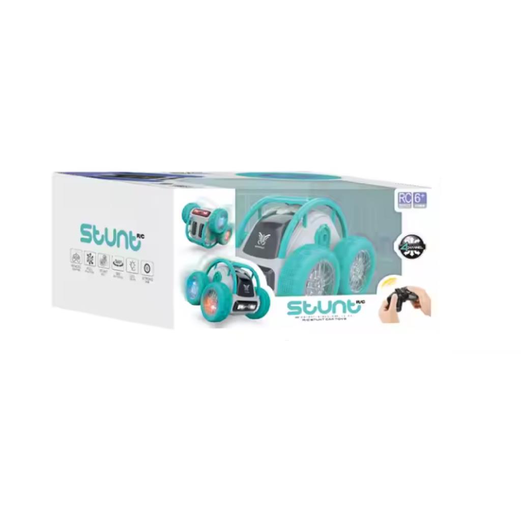 4WD LED Stunt RC Car – Flip, Spin & Light-Up Wheels (Turquoise Edition)